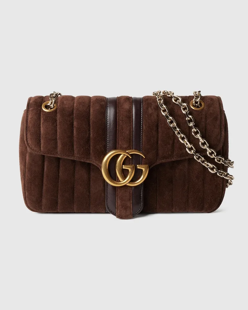 Gucci Jetset GG Marmont Mittelgroße Schultertasche Braun