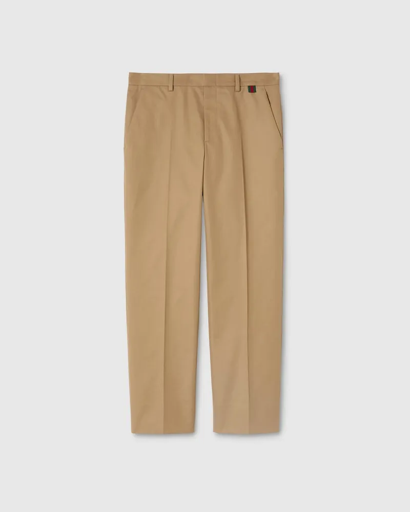 Gucci Hose aus Baumwolltwill Mit Web-Detail, Größe Braun