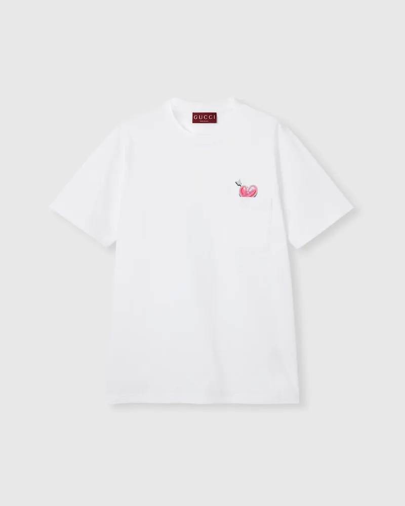 Gucci T-Shirt aus Baumwolljersey Mit Print, Größe Weiß