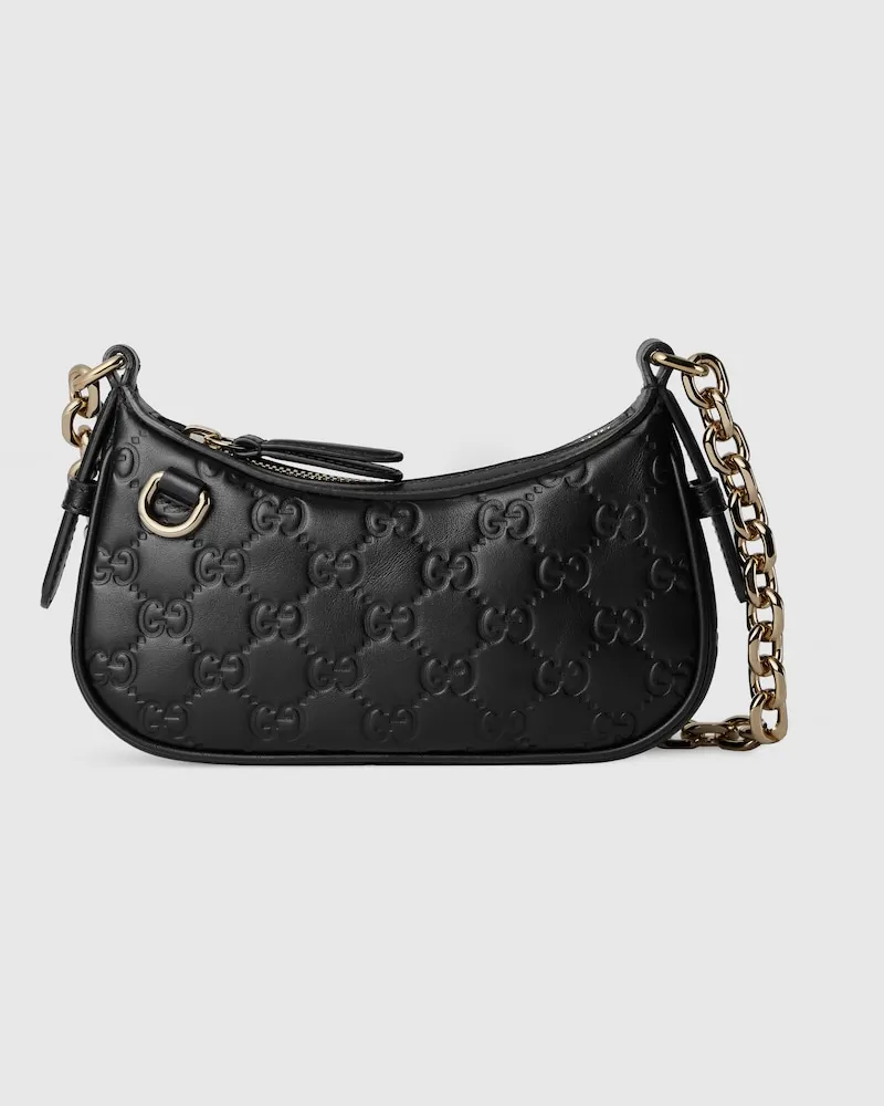 Gucci GG Emblem Mini-Schultertasche Schwarz