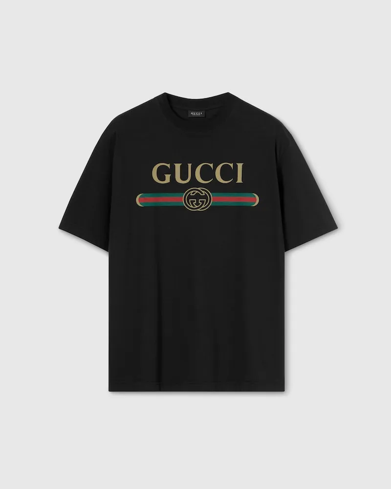 Gucci T-Shirt aus Jersey aus Seidenmischung Mit Print, Größe Schwarz