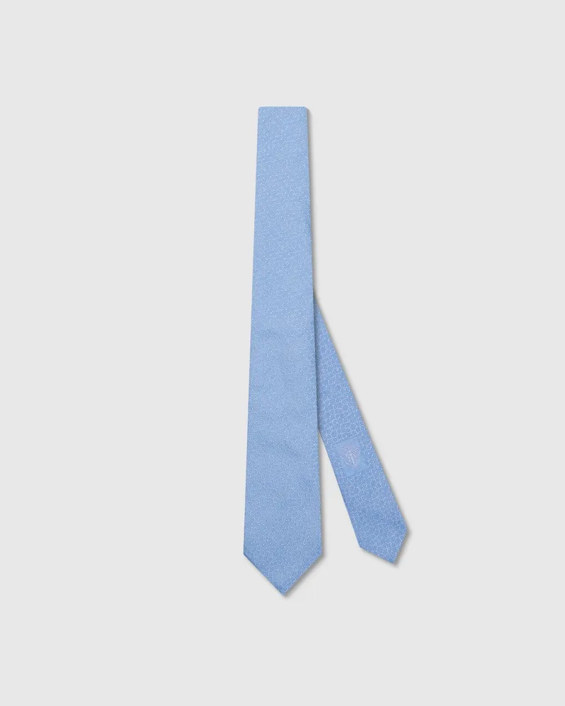 Gucci Krawatte aus Seidenjacquard mit Horsebit Blau