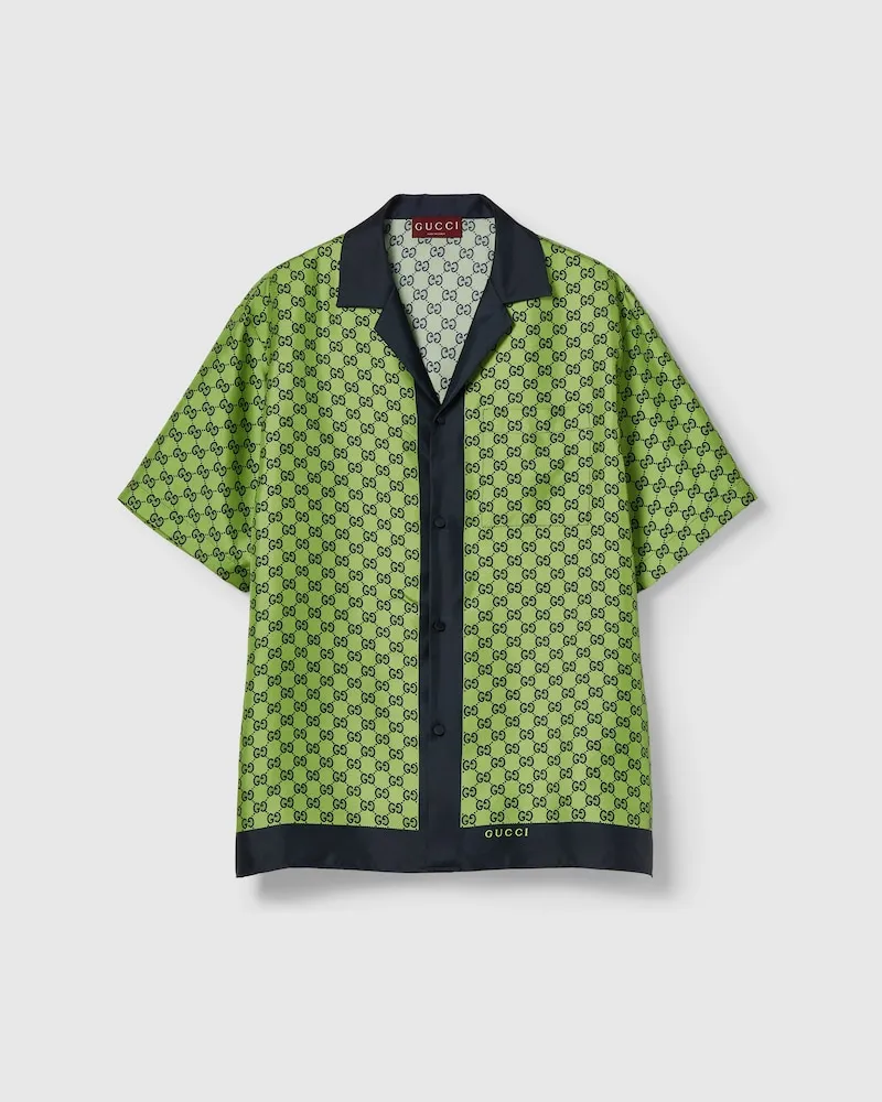 Gucci Hemd aus Seide Mit Print, Größe Grün