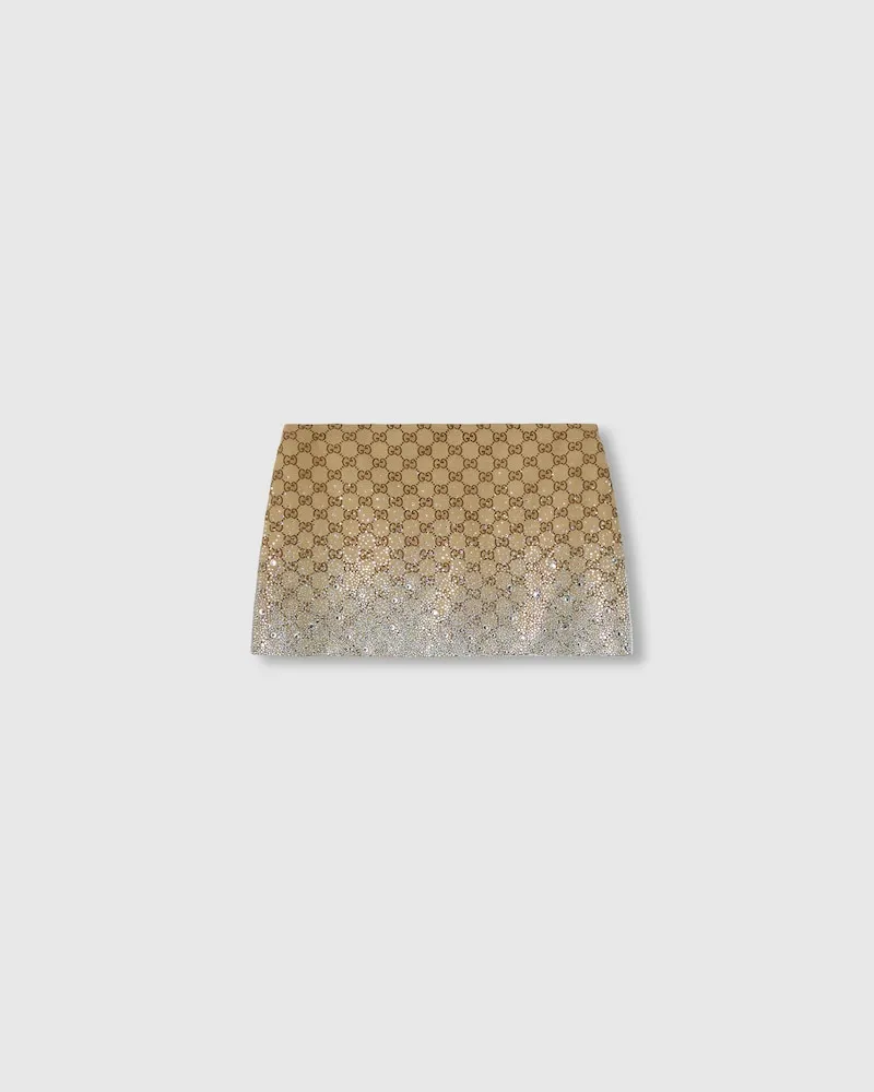 Gucci Minirock aus GG Canvas Mit Stickerei, Größe Beige