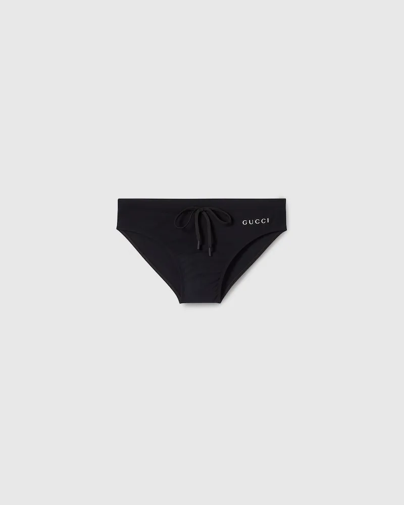 Gucci Slip De Bain En Élasthanne Avec Imprimé, Taille Noir
