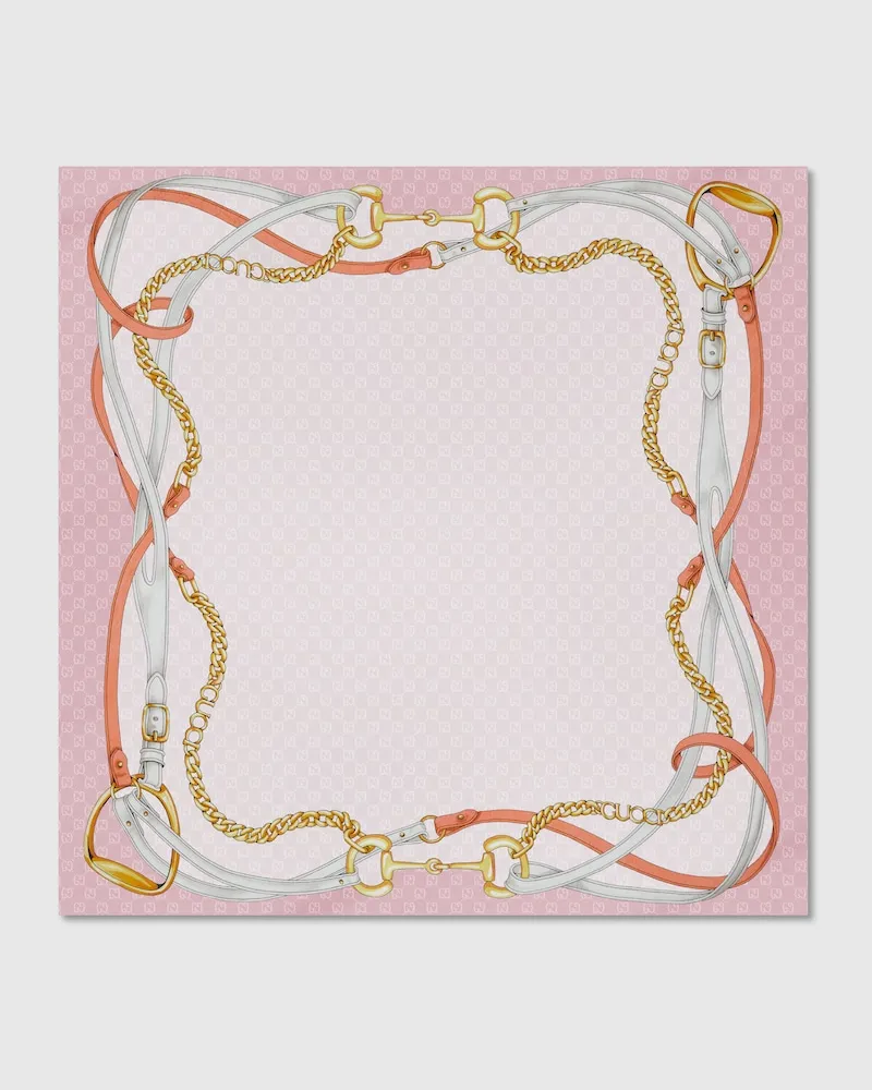 Gucci Vierecktuch aus GG Seidenjacquard Mit Print Pink