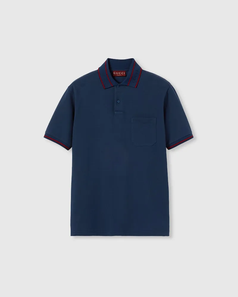 Gucci Poloshirt aus Baumwoll-Piqué, Größe Blau