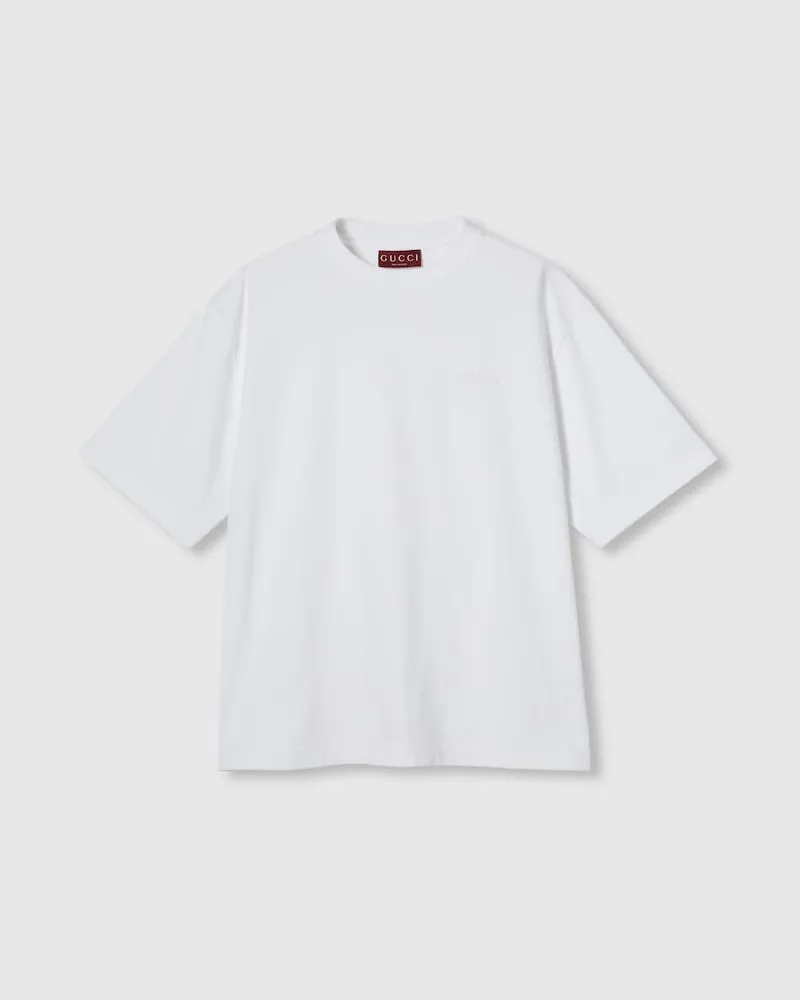 Gucci T-Shirt Aus Baumwolljersey Mit Stickerei Weiß