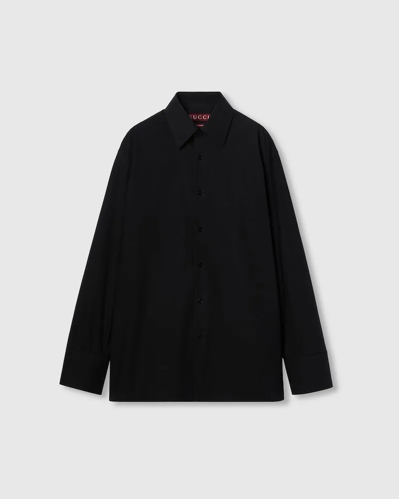 Gucci Hemd aus Baumwollpopeline, Größe Schwarz
