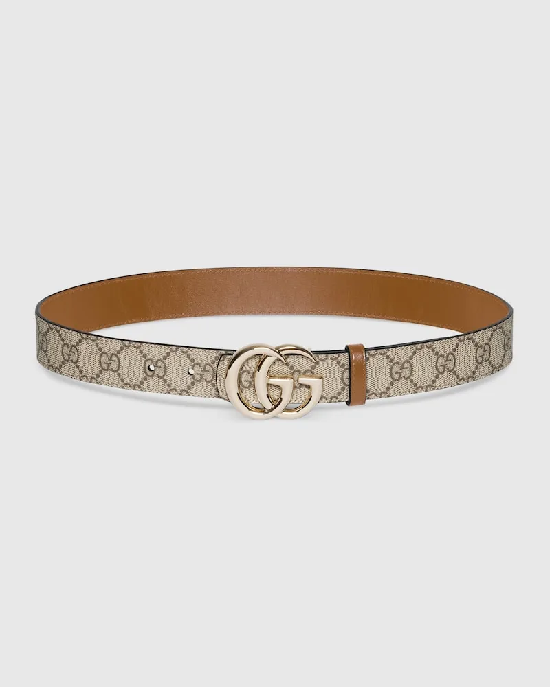 Gucci Wendbarer GG Marmont Gürtel Beige