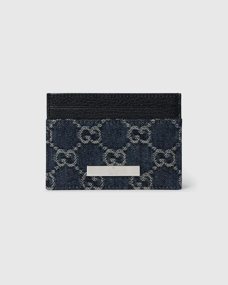 Gucci Kartenetui mit Plakette Blau