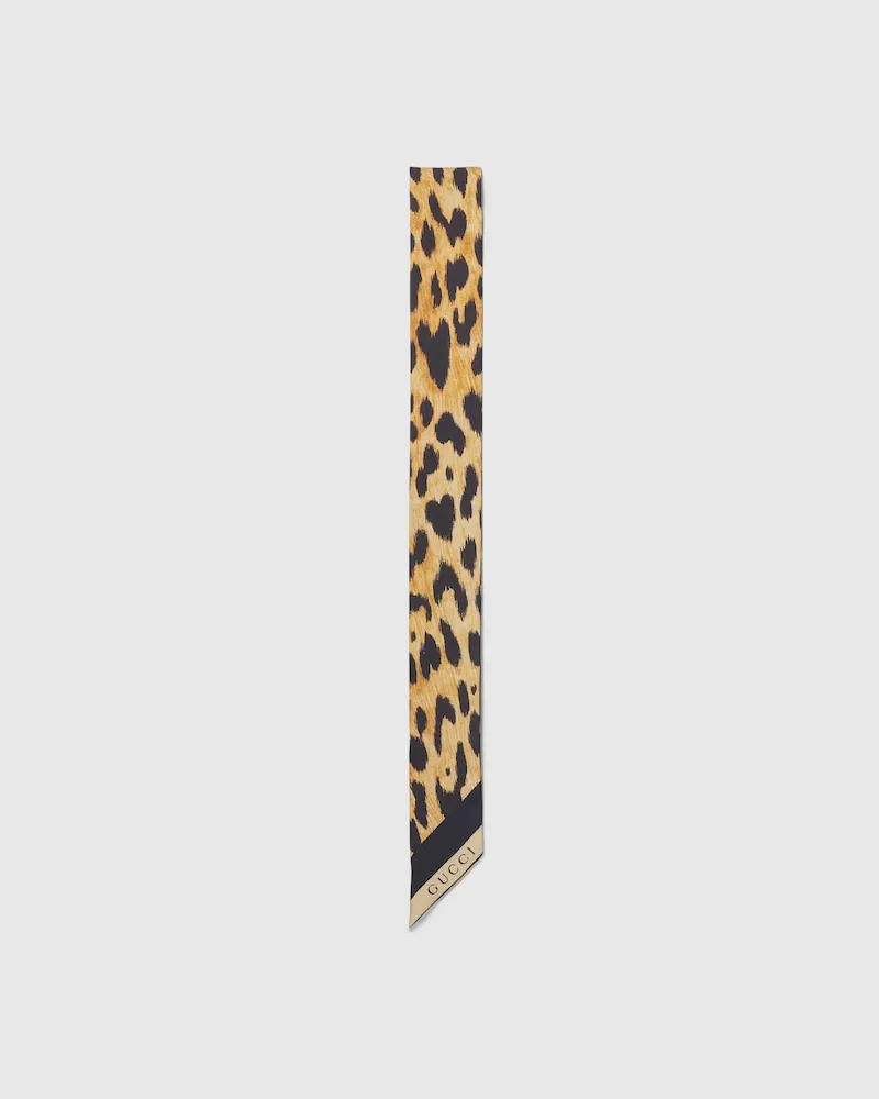 Gucci Band aus Seidentwill mit Print Braun