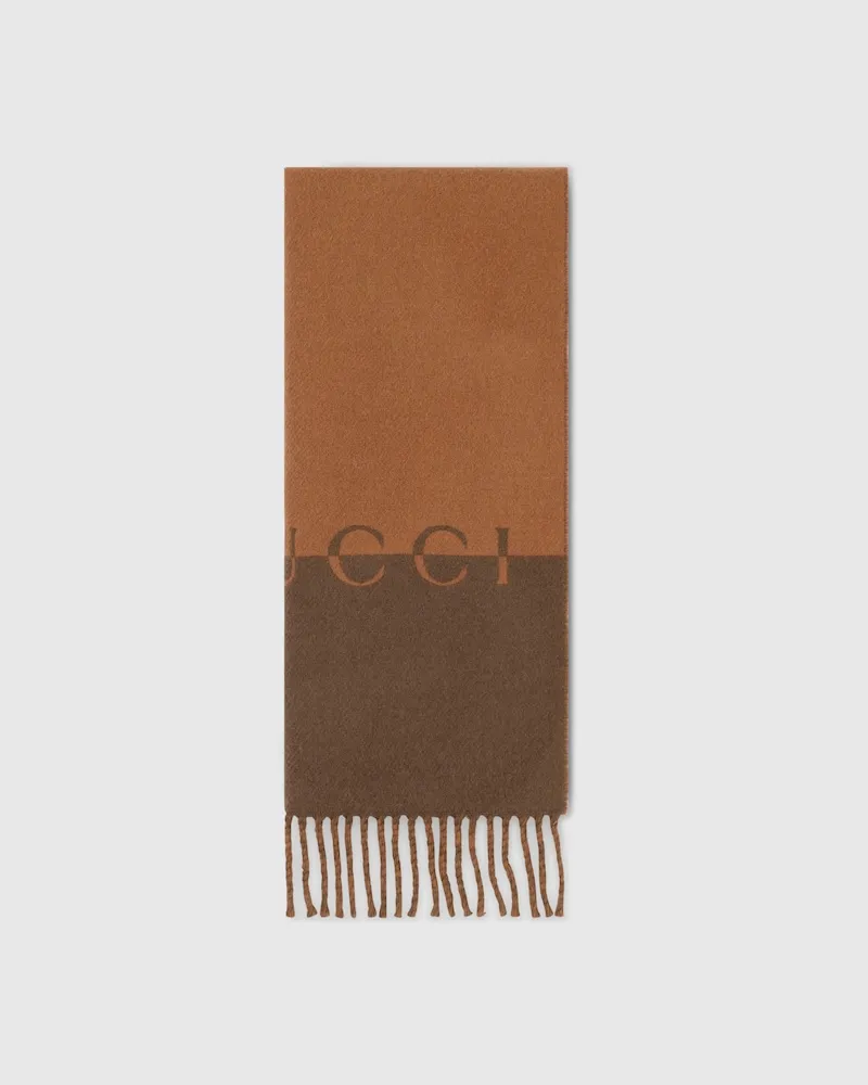 Gucci Schal aus Wolle Und Kaschmir Braun