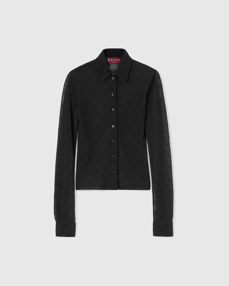 Gucci Bluse aus GG Jerseyjacquard, Größe Schwarz