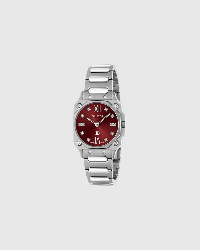 Gucci G-Flat Uhr, 24 mm Bordeauxrot