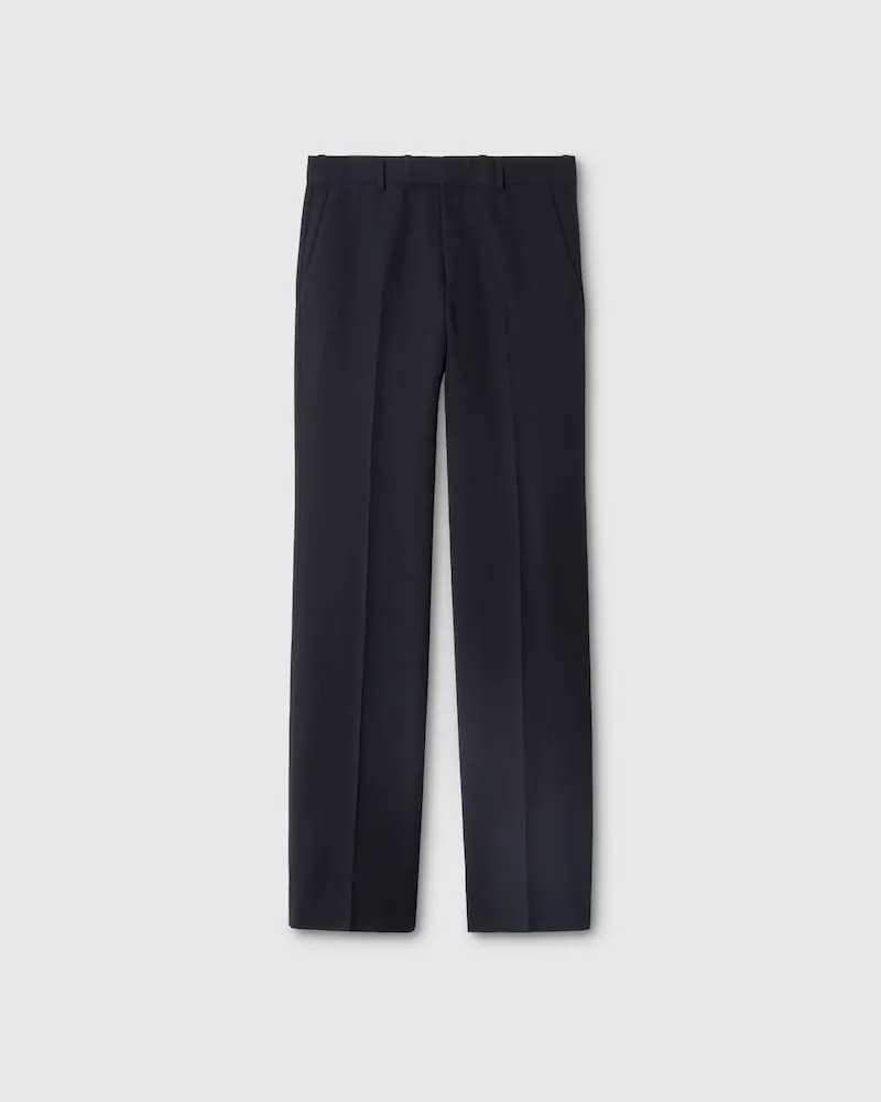 Gucci Hose aus Wollgabardine Mit Stickerei, Größe Blau