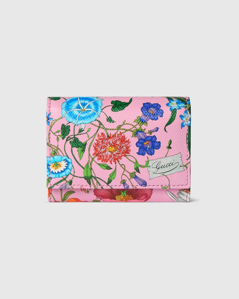 Gucci Flora-Motiv Zweifach Gefaltetes Kartenetui Beige