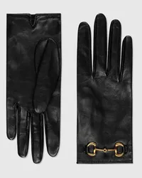 Gucci Handschuhe Aus Leder Mit Horsebit Schwarz