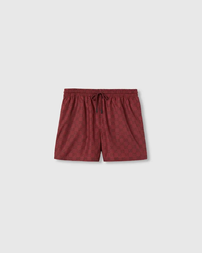 Gucci Badeshorts Aus Nylon Mit GG Print Rot