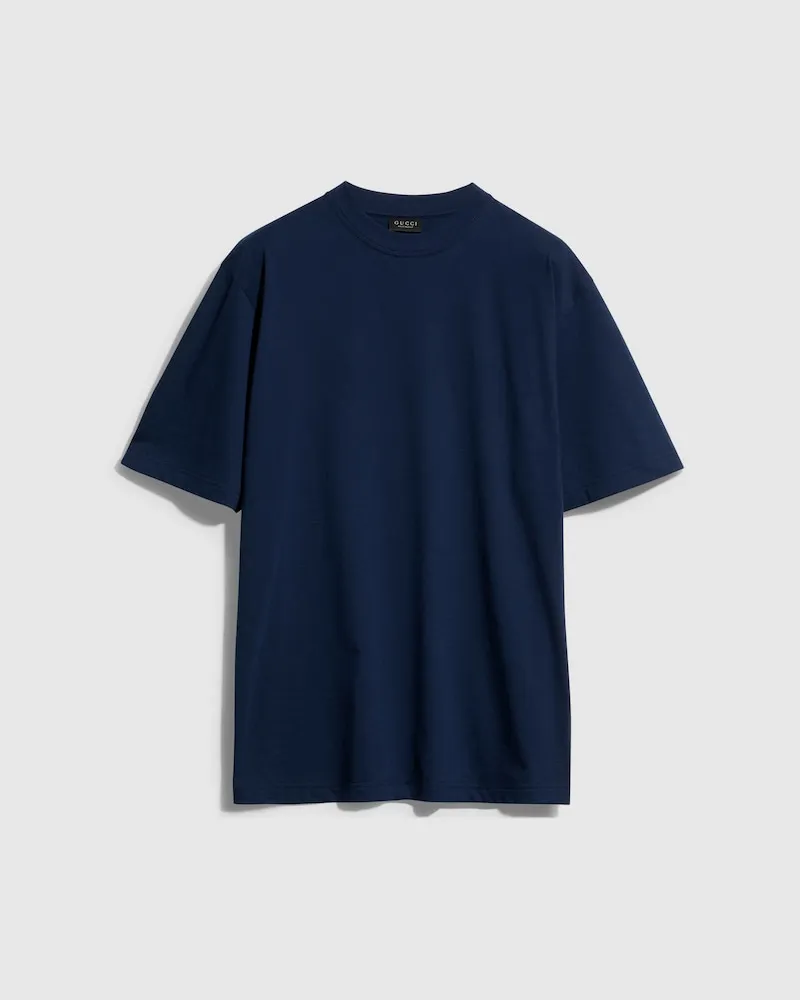 Gucci T-Shirt aus Baumwoll- Und Seidenjersey, Größe Blau