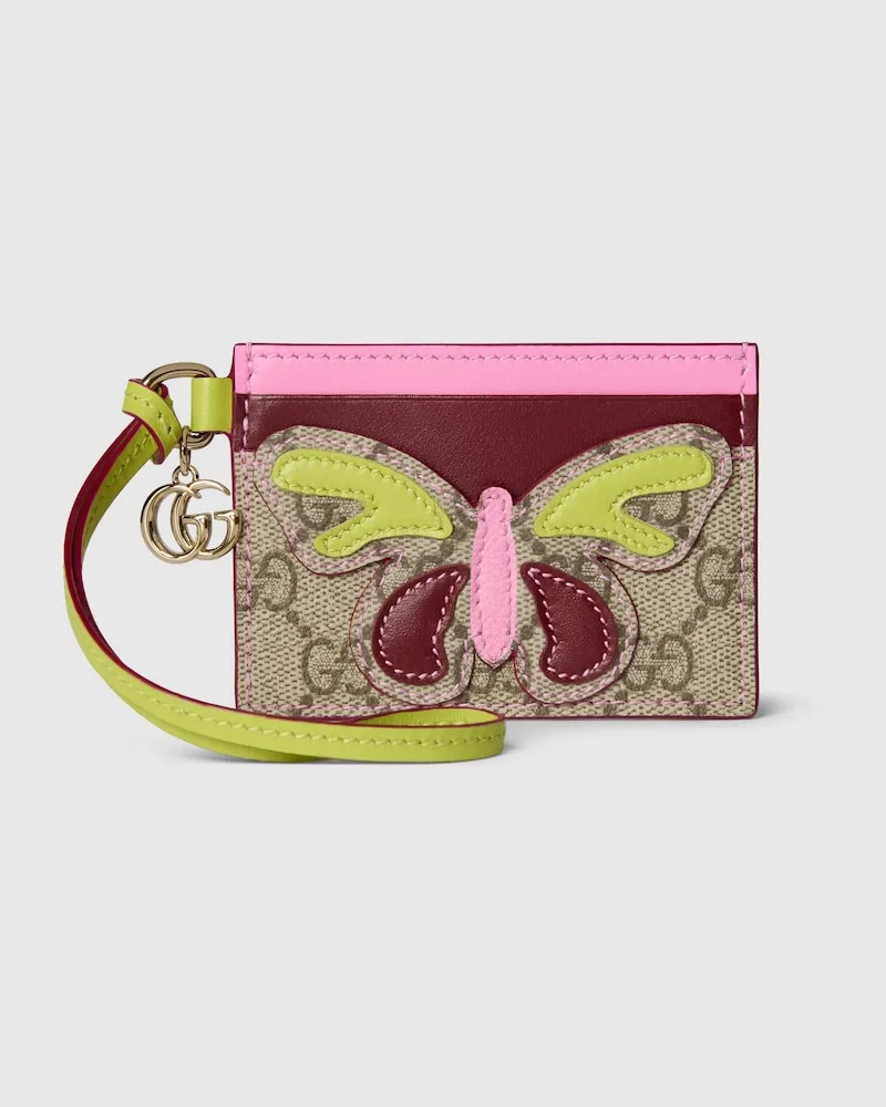 Gucci Kartenetui Mit Doppel G Und Schmetterling Beige