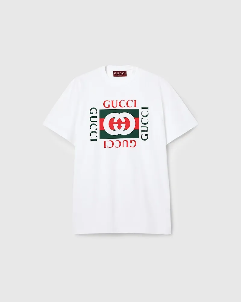 Gucci T-Shirt aus Baumwolljersey Mit Print, Größe Weiß