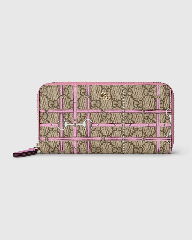 Gucci Brieftasche Mit Rundumreißverschluss Und Print Pink