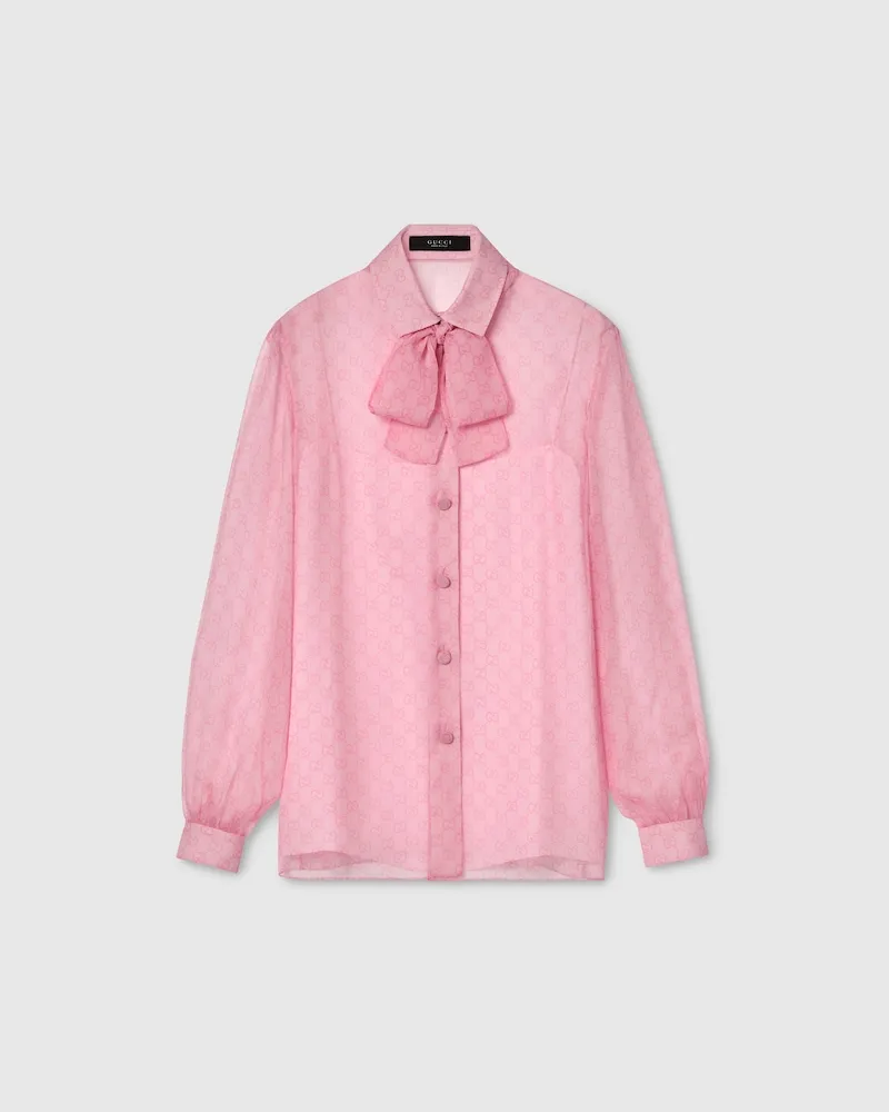 Gucci Bluse aus Seidenchiffon Mit Print, Größe Pink