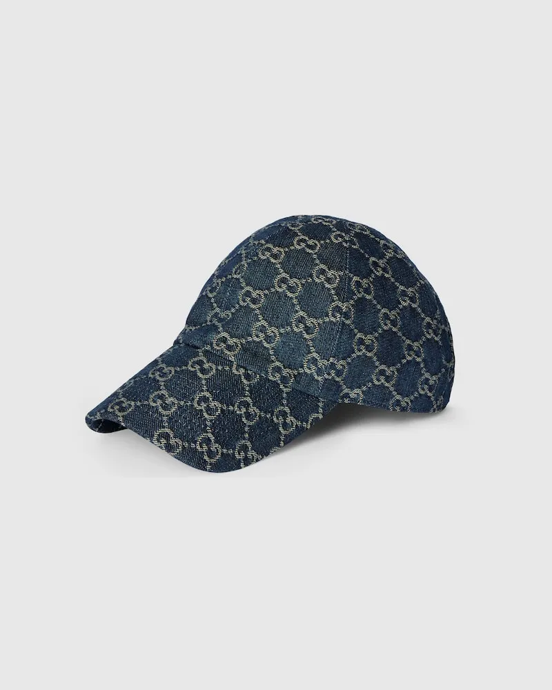 Gucci Baseballkappe aus GG Baumwoll-Denim, Größe Blau
