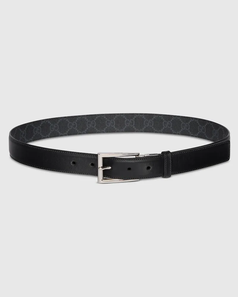 Gucci Wendbarer Gürtel Mit Rechteckiger Schnalle, Größe 95 Schwarz