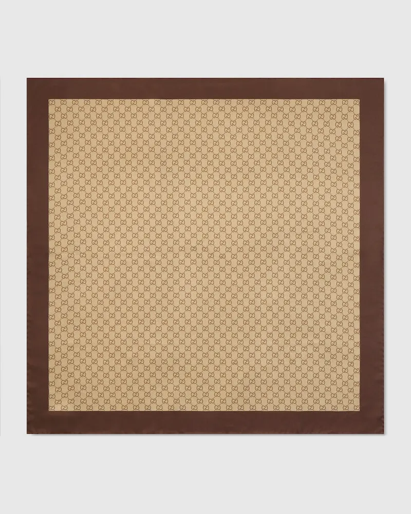 Gucci Vierecktuch aus Seidentwill mit Print Beige