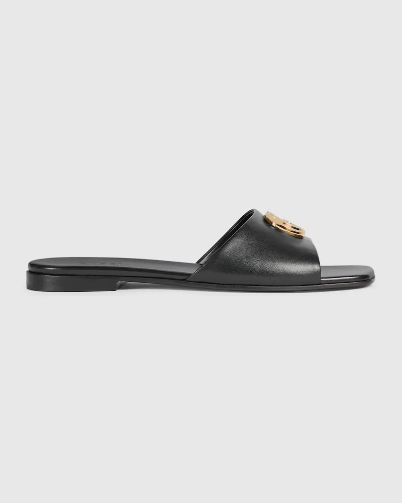 Gucci Mules À Glissière Avec Double G Pour Femme, Taille Noir