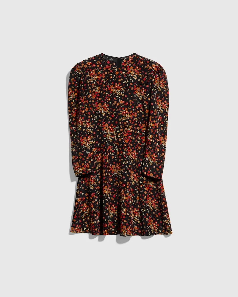 Gucci Kleid aus Seide mit Print, Größe Schwarz