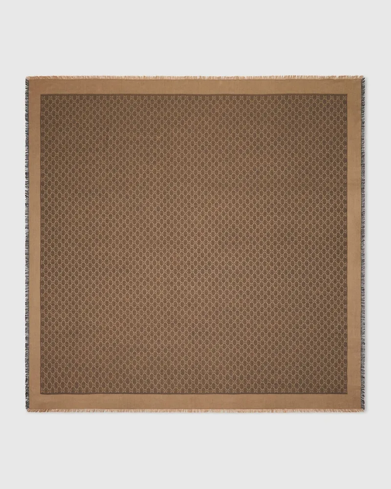 Gucci Halstuch aus Seide Und Wolle mit GG Motiv Braun