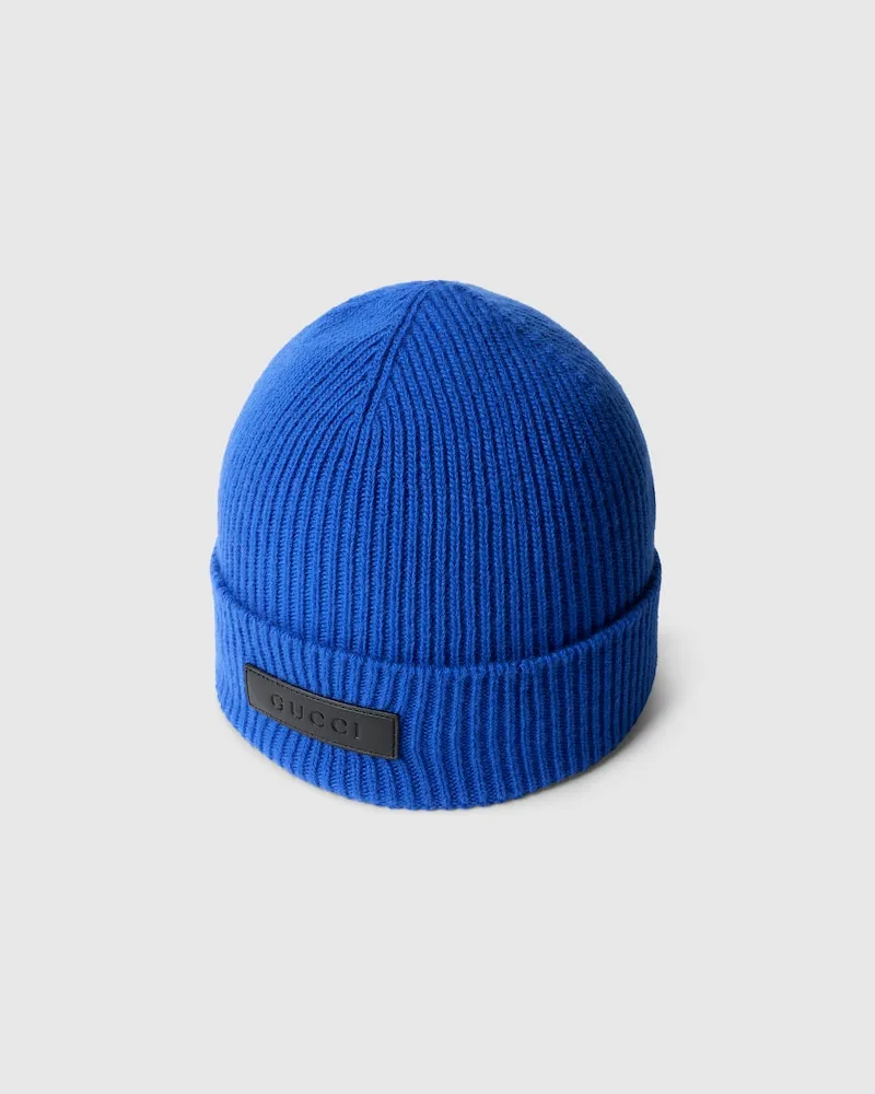 Gucci Mütze aus Gerippter Wolle Blau