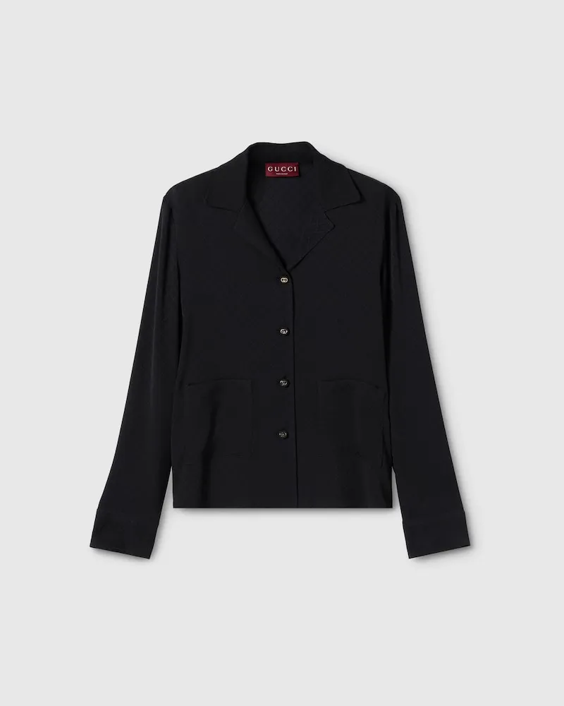 Gucci Bluse aus Seidenjacquard, Größe Blau
