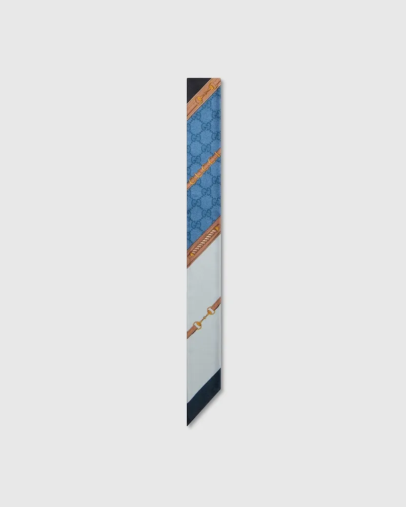 Gucci Band aus Seidentwill mit Print Blau