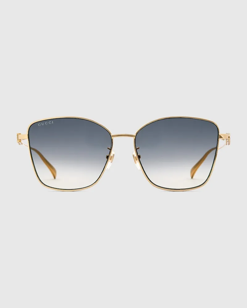 Gucci Sonnenbrille In Schmetterlingsform Mit Tiefem Nasensteg Gold