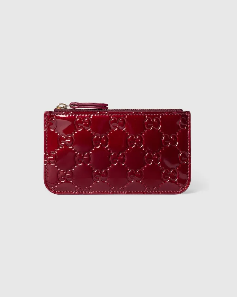 Gucci GG Emblem Schlüsseltäschchen Bordeauxrot