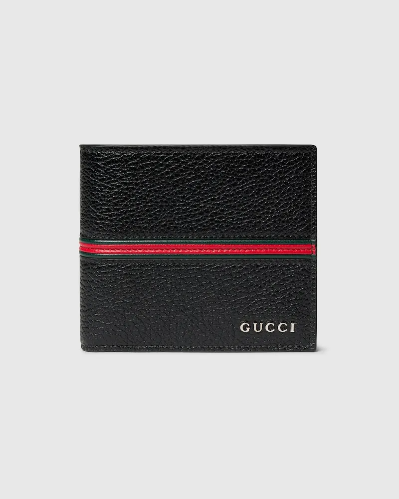 Gucci Faltbares Münzportemonnaie mit Web Schwarz