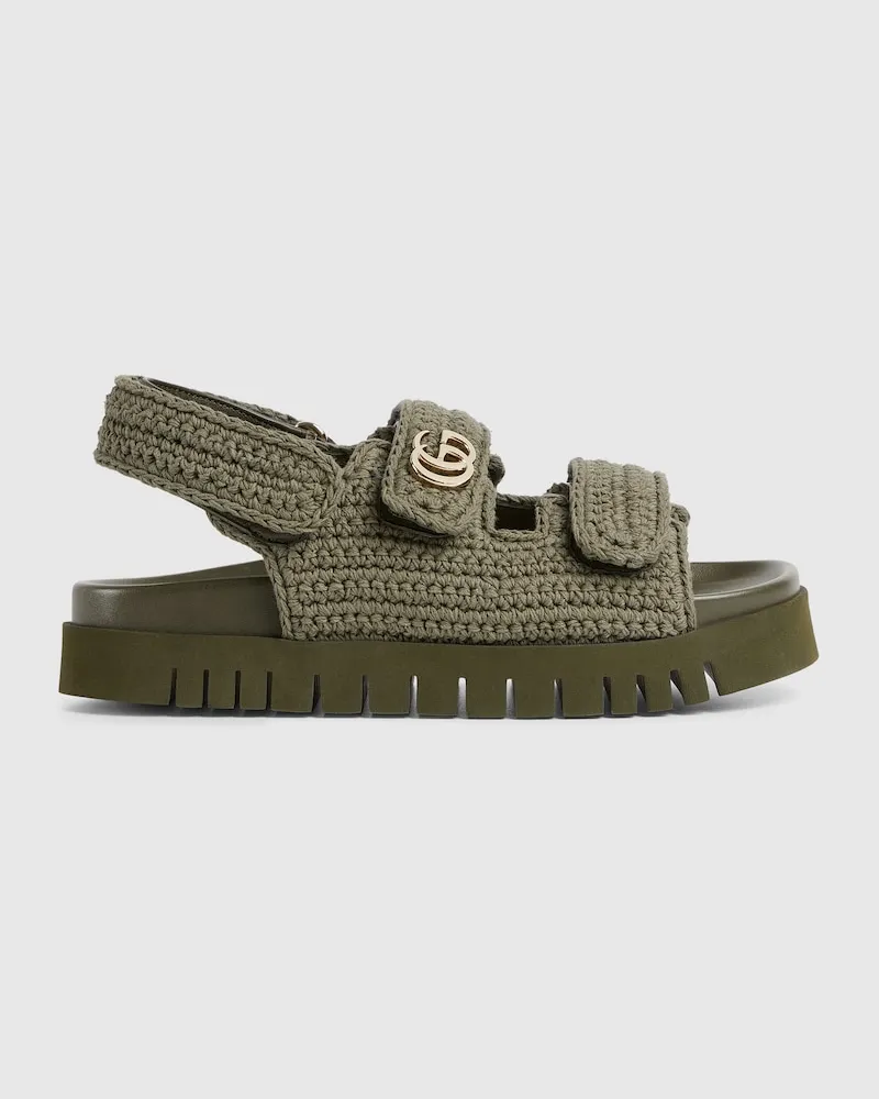 Gucci Damensandale Mit Doppel G, Größe Grün