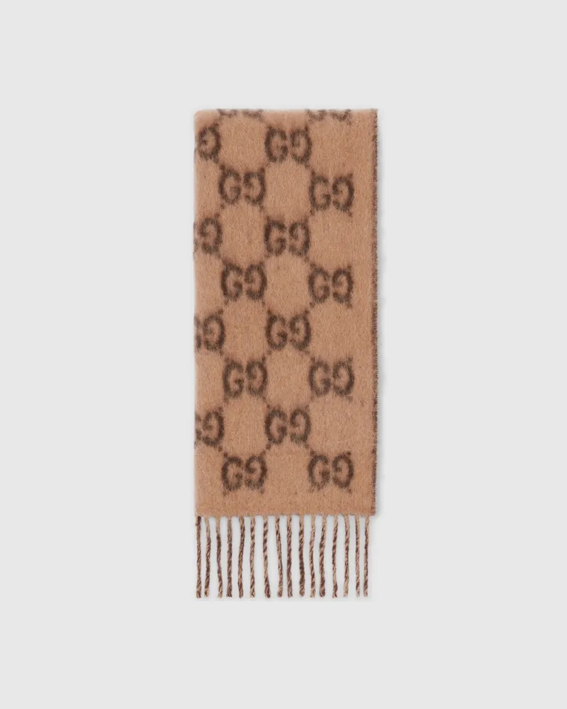 Gucci Écharpe En Laine Et Alpaga GG Marron