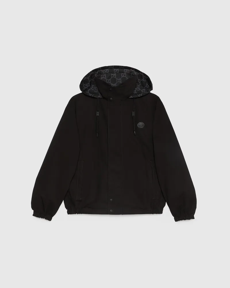 Gucci Wendbare Jacke aus GG Ripstop-Nylon, Größe Schwarz