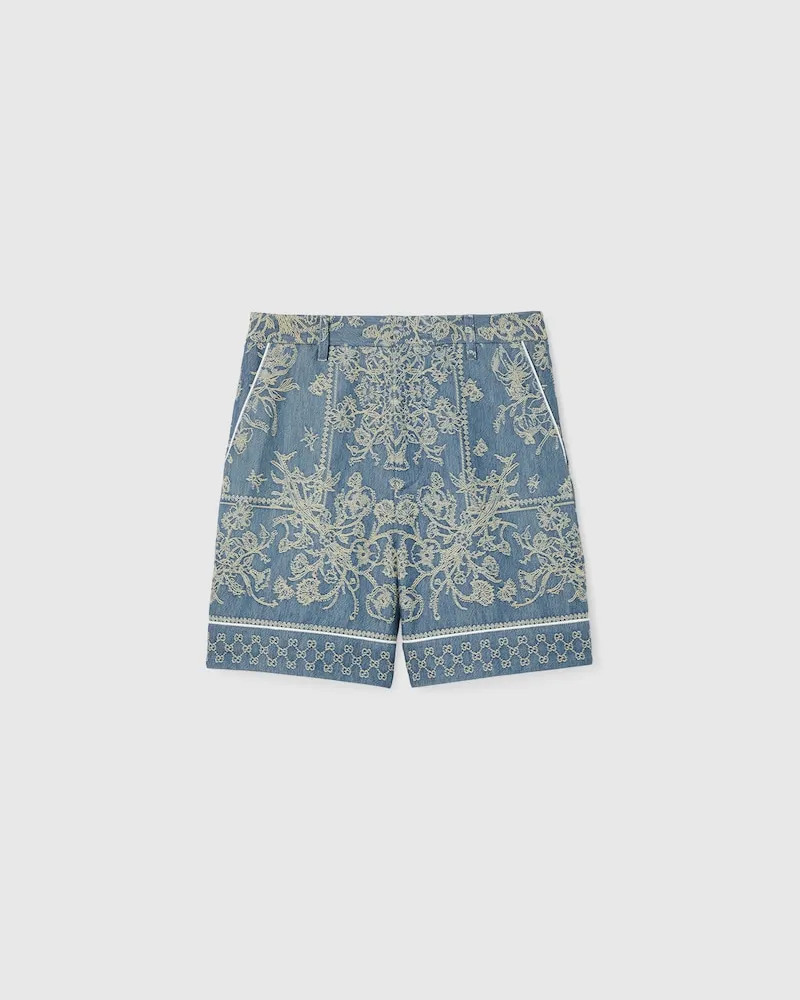Gucci Shorts aus GG Denim-Jacquard, Größe Blau