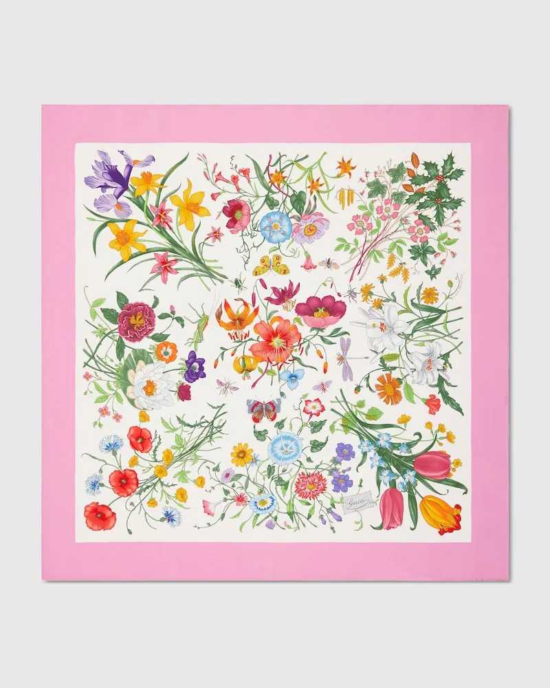 Gucci Vierecktuch aus Seidentwill Mit Print Weiß