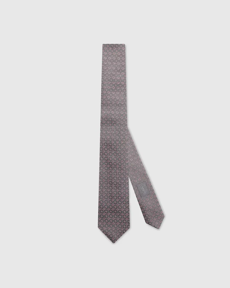 Gucci Krawatte aus Seide Und Wolle mit GG Jacquard Grau