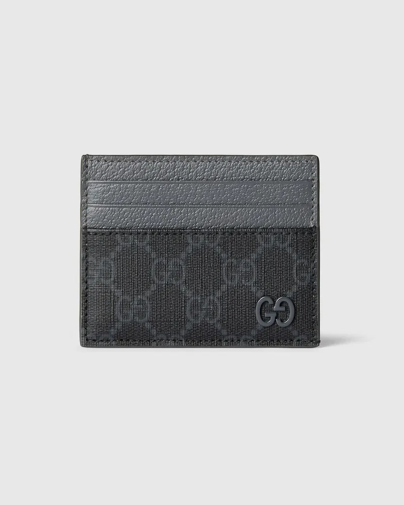 Gucci GG Kartenetui mit Grauem Besatz Schwarz