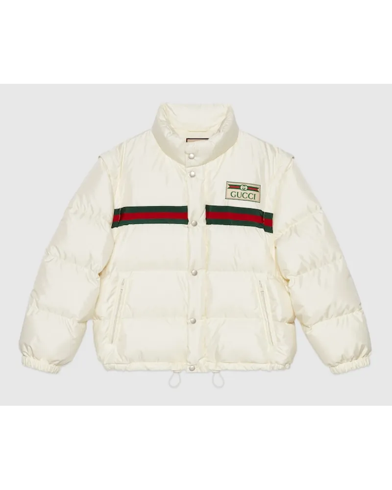 Gucci Bomberjacke Aus Nylon Mit Daunenfüllung Und Web Weiß