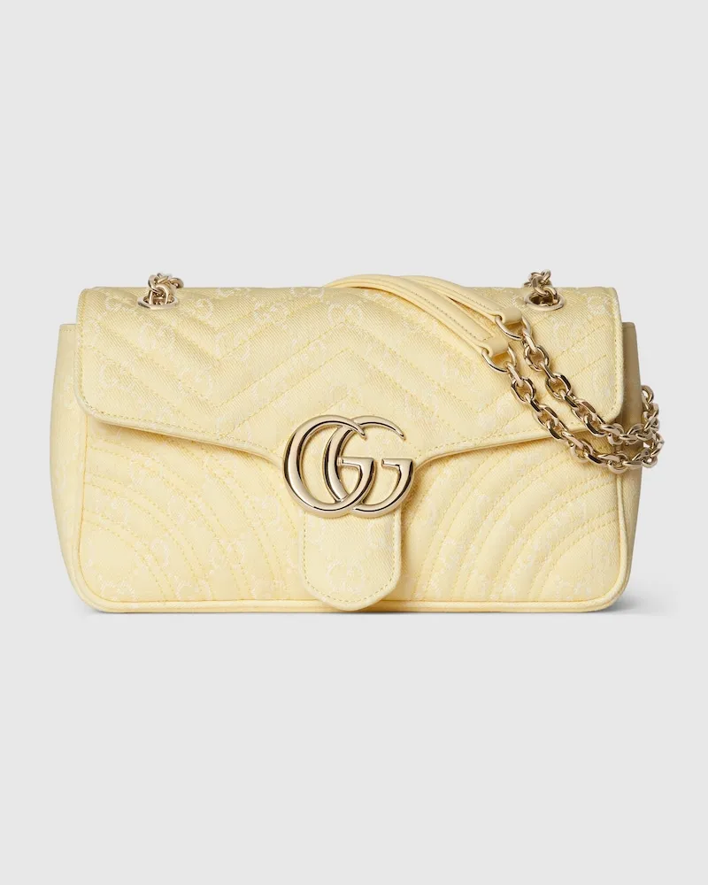 Gucci Mittelgroße GG Marmont Schultertasche Gelb