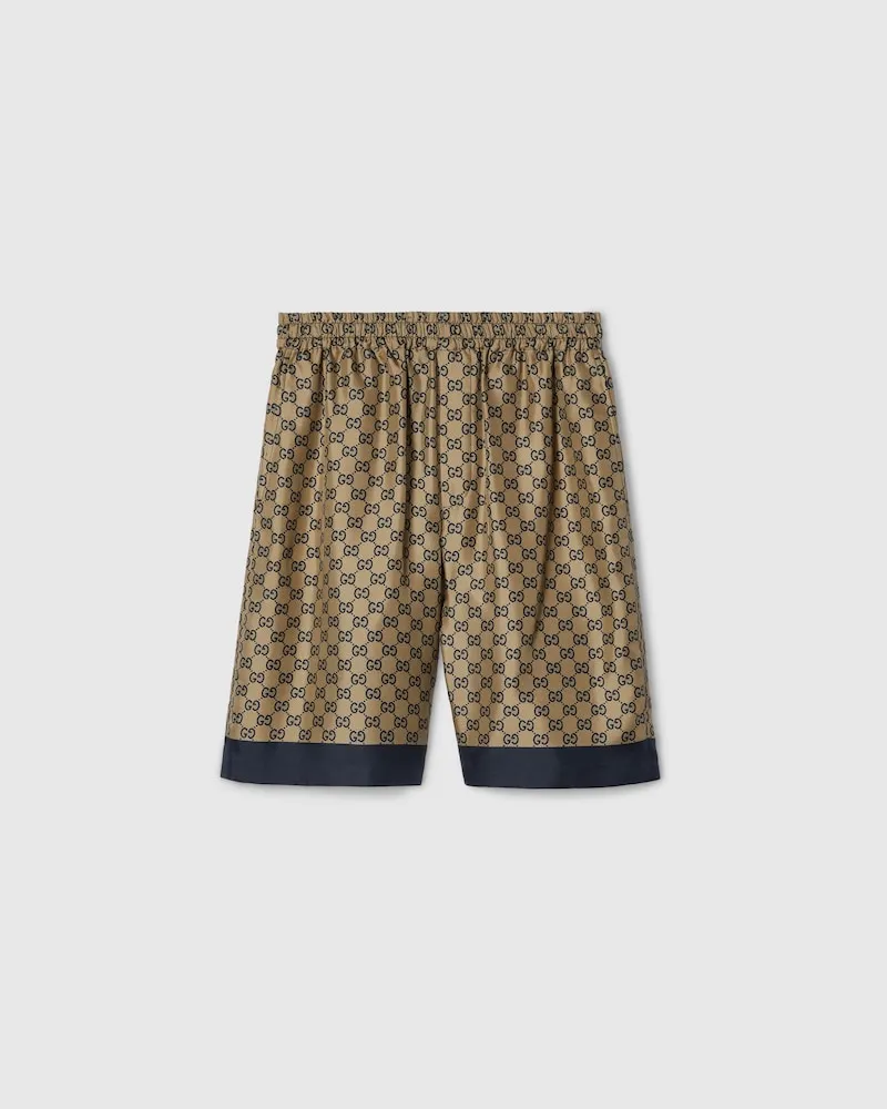 Gucci Shorts aus Seidentwill Mit Print, Größe Blau